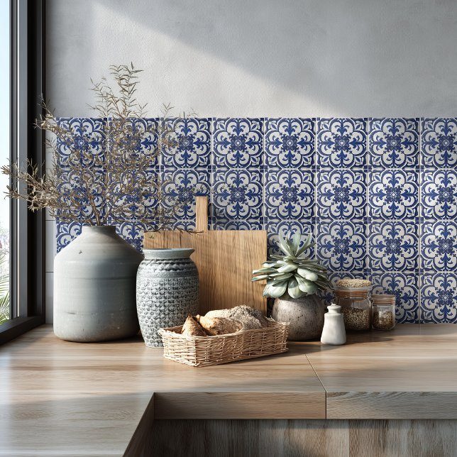 Carreau Crédence Méditerranéenne Azulejo Motif Bleu (Créateur téléchargé)