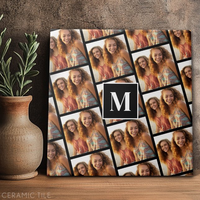 Carreau Créer un collage photo personnalisé - 1 monogramme (Custom Tile)
