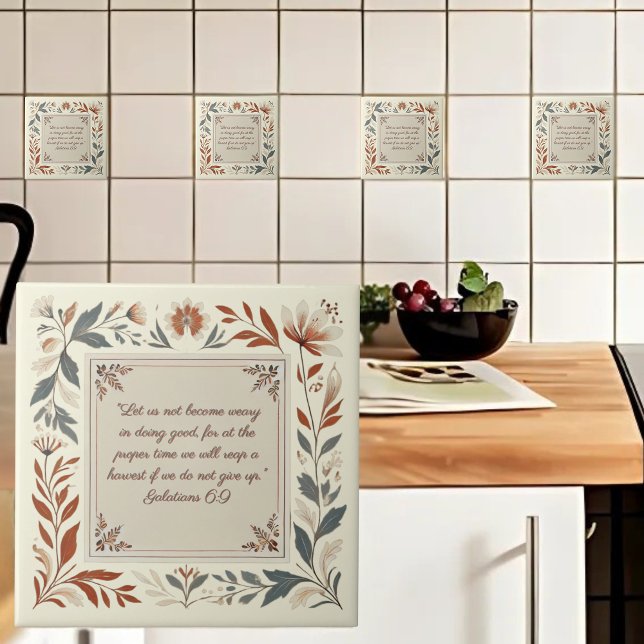 Carreau Crème à beurre Farmhouse Cadre Floral Bible Verse (Créateur téléchargé)