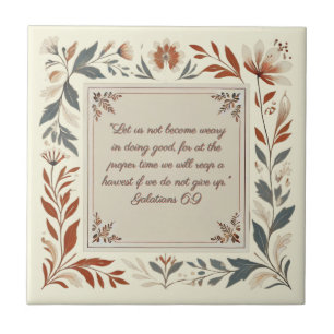 Carreau Crème à beurre Farmhouse Cadre Floral Bible Verse