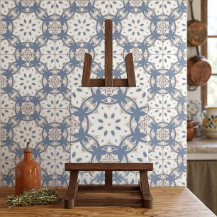 Carreau Crème bleu gris blanc ethnique Motif géométrique