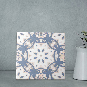 Carreau Crème bleu gris blanc ethnique Motif géométrique