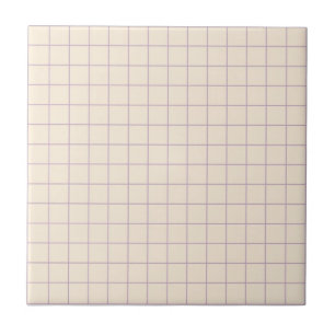 Carreau Crème douce et violette À damiers Rétro Minimalist