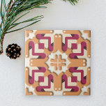 Carreau Crème et rouge Bourgogne symétrique géométrique<br><div class="desc">Ce carrelage en céramique présente un design géométrique symétrique à la fois complexe et fascinant. Le design est caractérisé par des éléments allongés en forme de S dans une couleur bordeaux riche, entrelacés de formes abstraites dans une teinte crème apaisante. Ces éléments sont placés contre un arrière - plan couleur...</div>