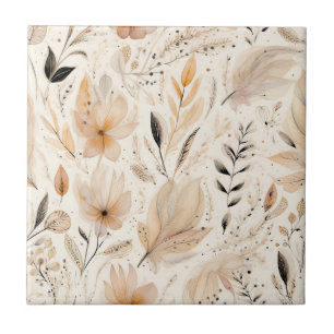 Carreau Crème orangé motif floral