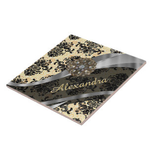 Carreau Crème personnalisée joli motif girly damask