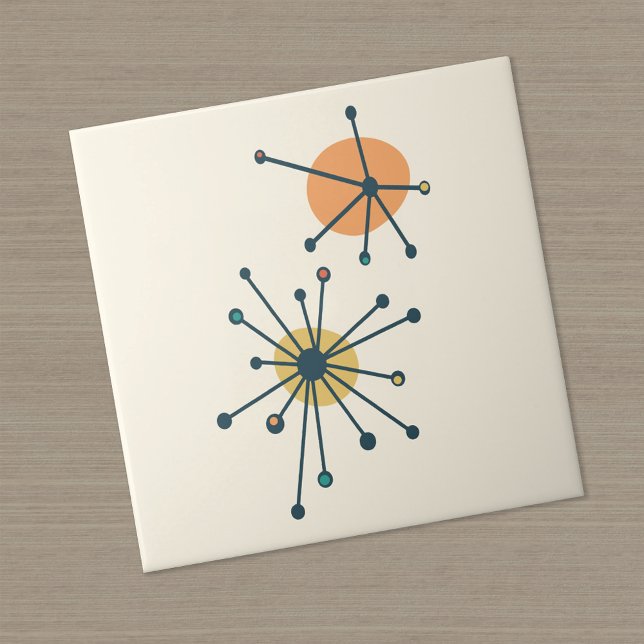 Carreau Crème Starburst Atomique du Milieu de Siècle, Sarc (Créateur téléchargé)