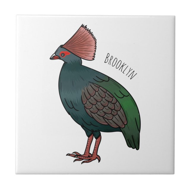 Carreau Crested partridge bird cartoon illustration  (Devant)