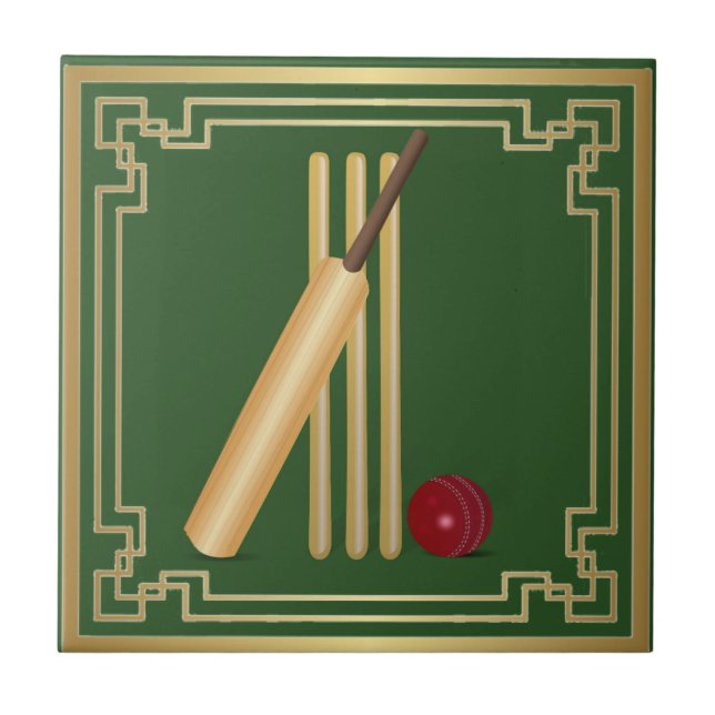 Carreau Cricket-Wicket, chauve-souris et balle (Devant)
