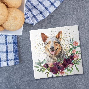 Carreau Crimson Floral Bouquet Australian Cattle Dog
