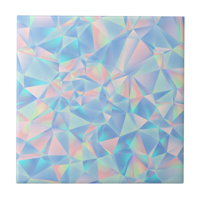 Carreau Cristal Géométrique Pastel Holographique Low-Poly (Devant)