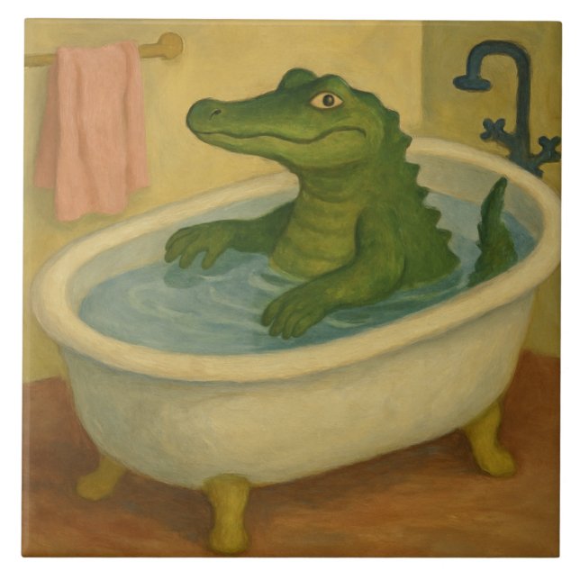 Carreau Crocodile à l'heure du bain (Devant)