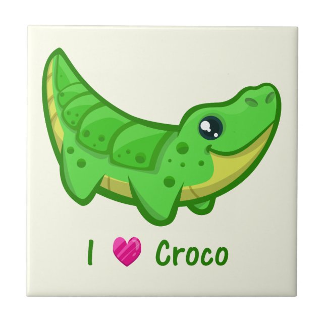 Carreau Crocodile mignon amour kawaii dessin animé bébé (Devant)