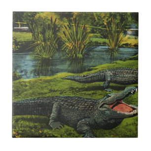 Carreau Crocodiles, Animaux Reptiles de la Vie Marine Vint