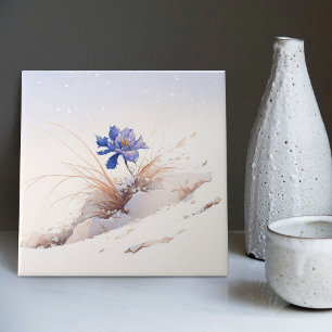 Carreau Crocus de montagne bleu neigeux Fleur renaissance 