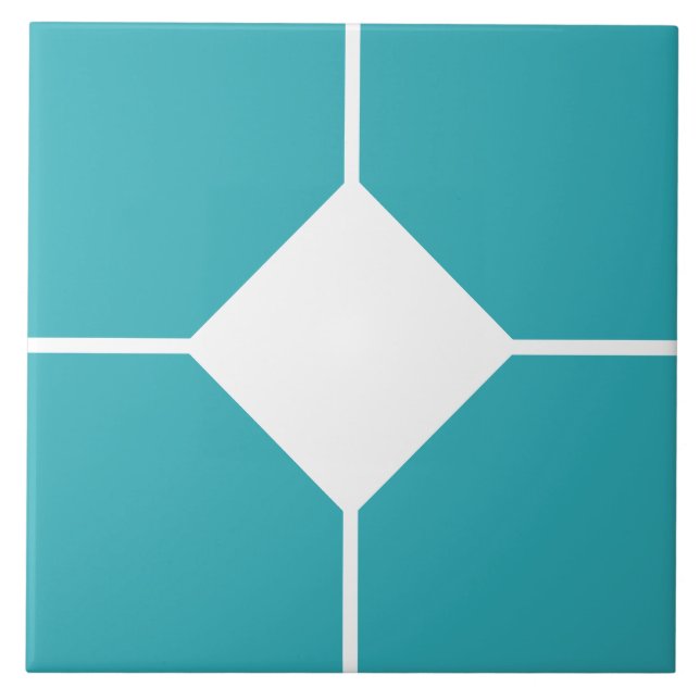 Carreau croisé diamant bleu cyan et blanc (Devant)