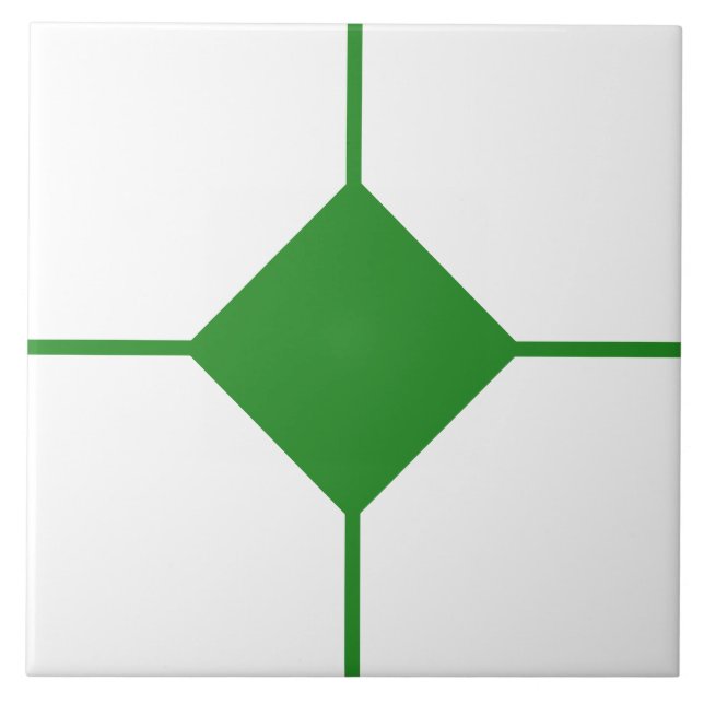 Carreau croisé diamant vert forêt et blanc (Devant)