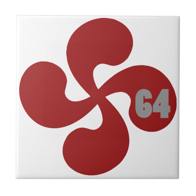 Carreau Croix basque rouge 64 Lauburu (Devant)