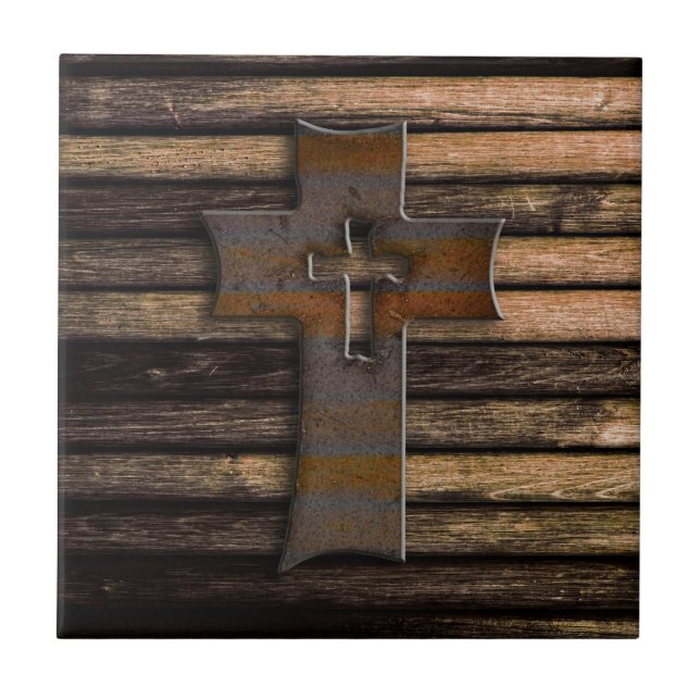 Carreau Croix en bois Brown naturelle (Devant)