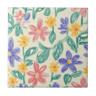 Carreau Croquis de Fleur Sauvage Vintage (1)