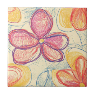 Carreau Croquis de fleur sauvage vintage (4)