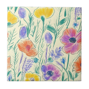 Carreau Croquis de Fleur Sauvage Vintage (6)