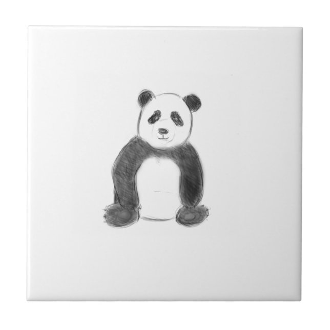 Carreau Croquis de panda en noir et blanc (Devant)