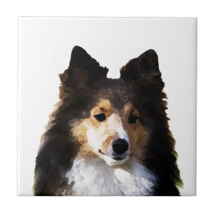 Carreau Croquis de peinture Sheltie Dog