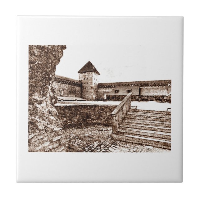 Carreau Croquis du château d'architecture ancienne (Devant)