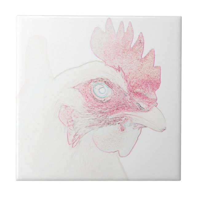 Carreau Croquis sur la tête de coq de poulet funky (Devant)