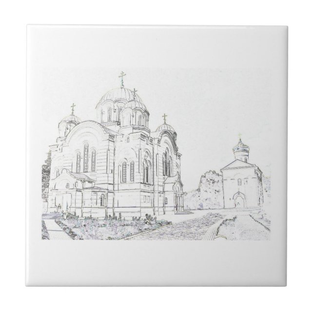 Carreau Croquis sur l'architecture de l'église orthodoxe r (Devant)