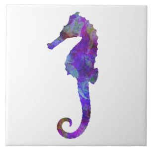 Carreau Cru bleu pourpre de silhouette d'aquarelle