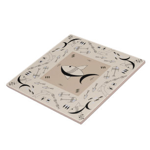 Carreau Cru de POISSONS FABULEUX des années 1950 de