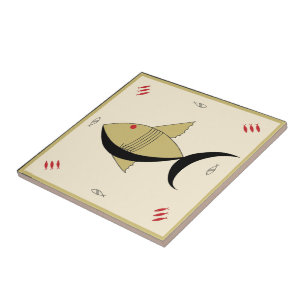 Carreau Cru de POISSONS FABULEUX des années 1950 de