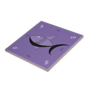 Carreau Cru de POISSONS FABULEUX des années 1950 de