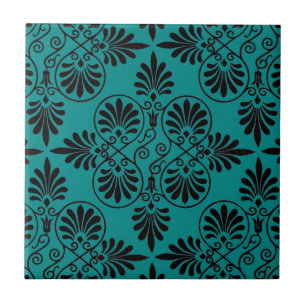 Carreau Cru grec de conception de motif noir turquoise de