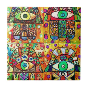 Carreau Cru Tapastry de Hamsa d'étoile de David