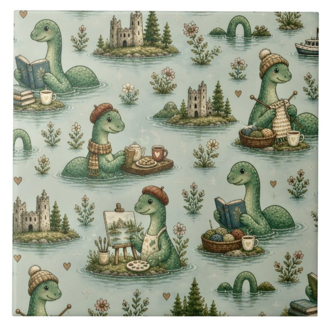Carreau Cryptides confortables Nessie Monstre du Loch Ness (Devant)