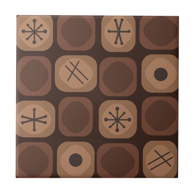 Carreau Cubes Soft Mod Art des années 1950 Brown (Devant)