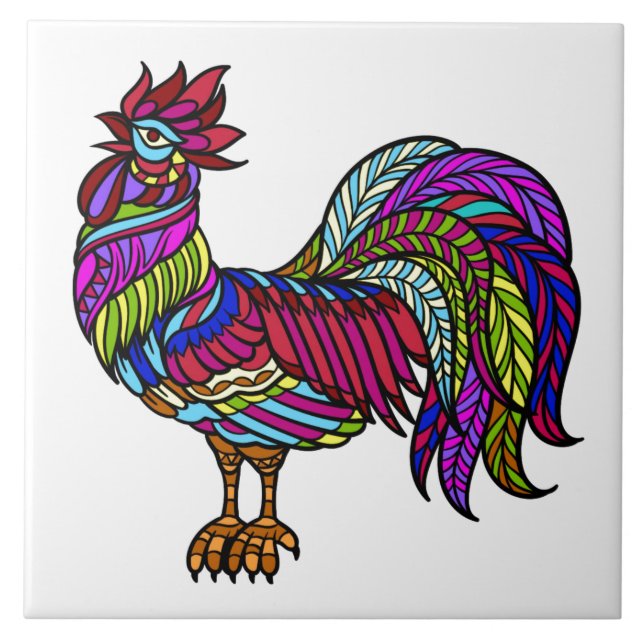 Carreau Cuisine colorée Poulet, Mandala Design (Devant)