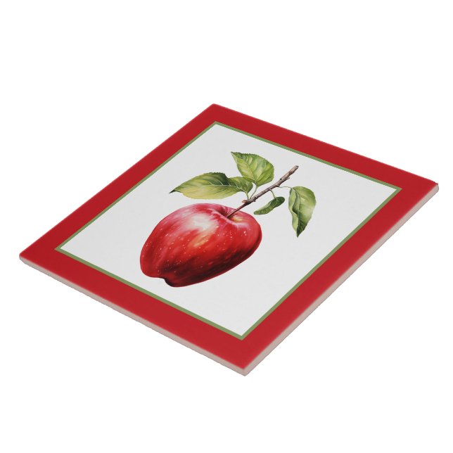 Carreau Cuisine d'aquarelle de pomme mignonne (Côté)