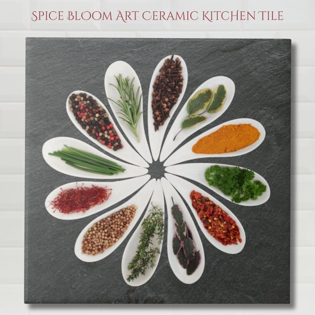 Carreau Cuisine d'art en fleur d'épices (Spice Bloom Art Ceramic Kitchen Tile)