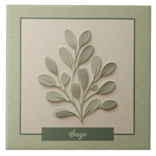 Carreau Cuisine d'herbe de sauge Relief Faux Vert tendre