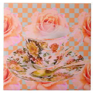 CARREAU CUISINE DREAM-THÉ ROSES & GOLD TEACUP
