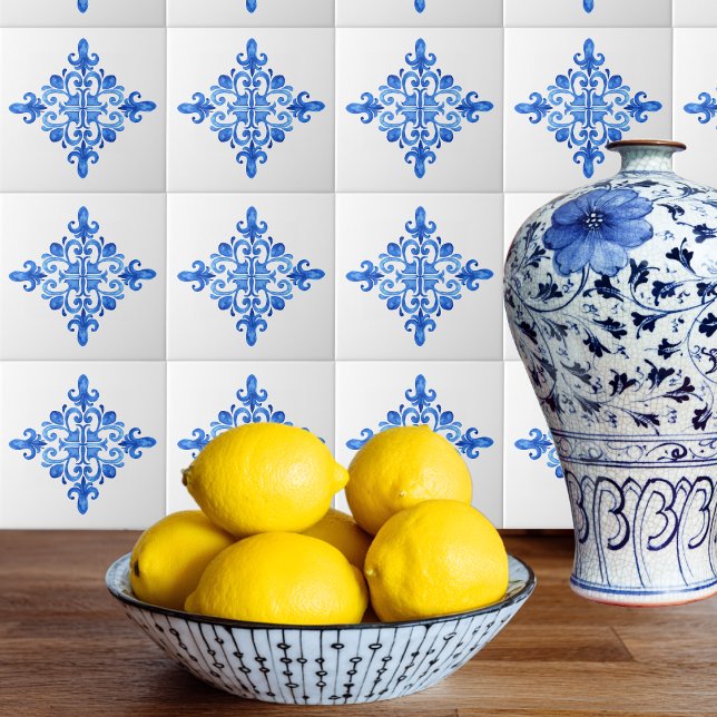 Carreau Cuisine espagnole bleu et blanc portugais Azulejo (Créateur téléchargé)