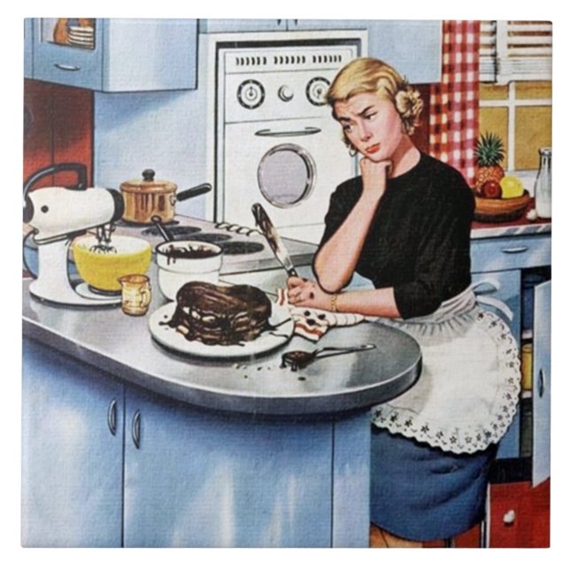 Carreau Cuisine rétro vintage amusante (Devant)