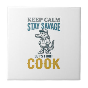 Carreau Cuisinier Sauvage Alligator Gravure Vintage Graphi