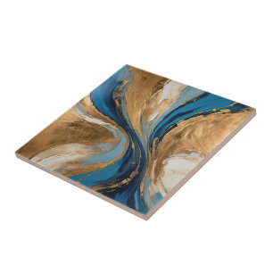Carreau Cuivre atténué et marbre bleu abstrait