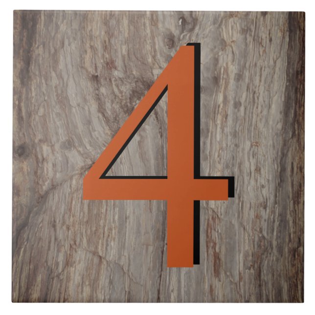 Carreau Cuivre Numéro de la maison Tuile 4 Quatre sur pier (Devant)