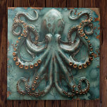 Carreau Cuivre Octopus Turquoise<br><div class="desc">Immergez votre espace dans le charme maritime grâce à notre captivant Carrelage en céramique Turquoise Octopus en cuivre. Réalisée avec des détails complexes, cette tuile présente une pieuvre en cuivre frappante sur fond de teintes turquoises sereines évoquant les profondeurs de l'océan. Parfait pour ajouter une touche d'élégance nautique à votre...</div>